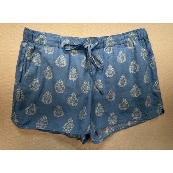 Vineyard Vines Women's Linen Shorts Drawstring Relaxed Fit Paisley Size M Blue - Picture 1 of 11
